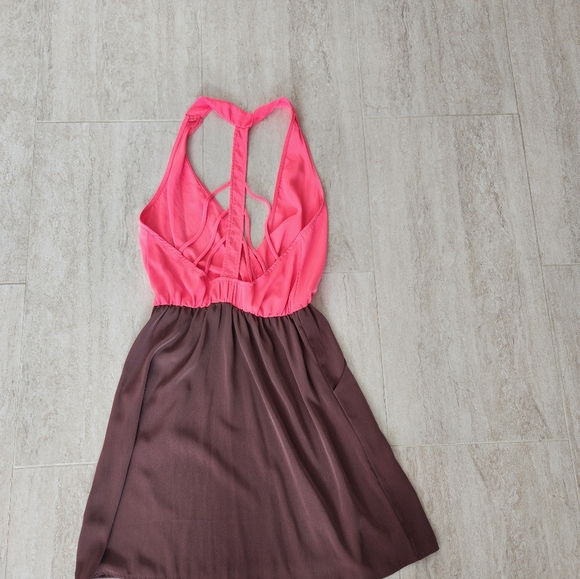 Lulu's Neon /Brown Strappy back Mini Dress - Picture 6 of 6